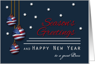 Boss Patriotic Season’s Greetings Custom American Flag Ornaments card