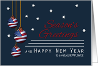 Employee Patriotic Season’s Greetings Custom American Flag Ornaments card