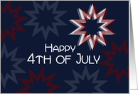 Happy 4th of July Patriotic Red White and Blue Stars Dark Night Sky card