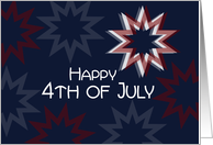 Military Happy 4th of July Patriotic Red White Blue Stars Night Sky card