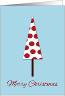 Red Polka Dot Tree Simple and Cute Merry Christmas on Blue card