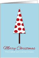 Business Red Polka Dot Tree Simple and Cute Merry Christmas on Blue card