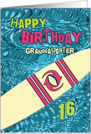 Surfer Granddaughter 16th Birthday with Surfboard in Ocean Cowabunga! card