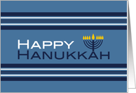 Hanukkah Business Greetings Menorah in Blue, White and Yellow card