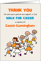Event Walk Thank you for Support Stick Figure Kids Custom Text card