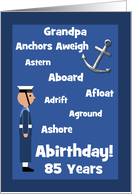 Grandpa Custom 85th Birthday British Navy Sailor Nautical Word Humour card