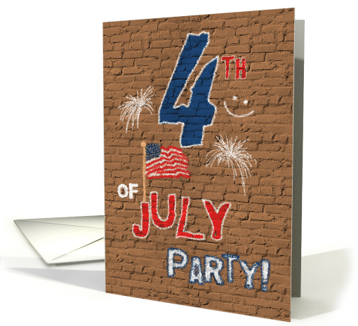 4th of July Party Invitation Chalk on Bricks Urban Graffiti Look card