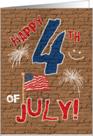 Happy 4th of July Chalk on Bricks Urban Graffiti Look card