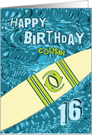 Cousin 16th Birthday Surfboard in Ocean Graphic card