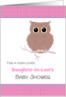 Daughter-in-Law Baby Shower Cute little brown Owl Customize Relation card