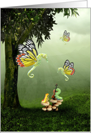 Fairytale Flying Seahorses Caterpillars Blank Any Occasion card