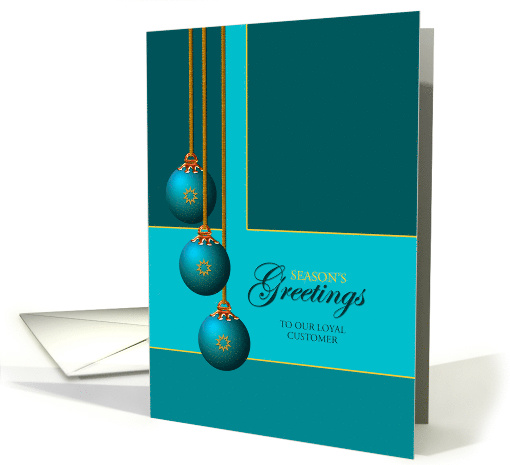 Classic Customer Business Teal Ornaments Season's Greetings card
