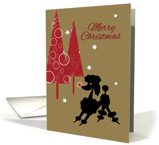 Toy Poodle with Glowing Red Nose Christmas card (1401954)