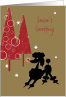 Toy Poodle with Glowing Red Nose Season’s Greetings Custom card