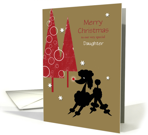 Daughter Toy Poodle with Glowing Red Nose Christmas Custom card