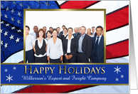 Happy Holidays Patriotic U.S. Flag Christmas Business Photo card