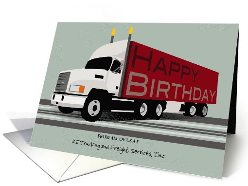 Trucker Custom Happy Birthday White Cab and Red Shipping... (1421360)
