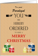 Paralegal Business Christmas Humor with Presents card