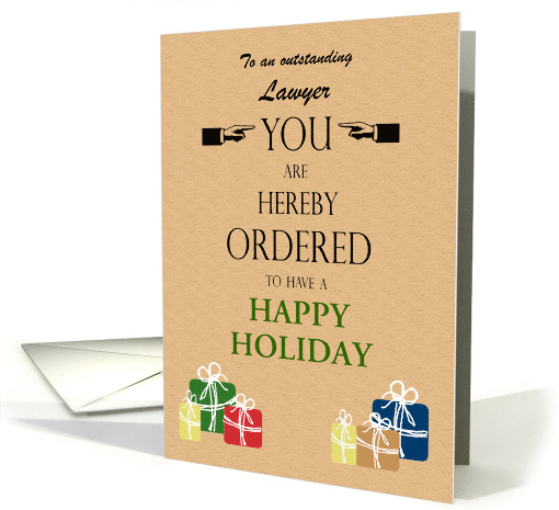 Lawyer Business Christmas Humor with Presents Custom Text card