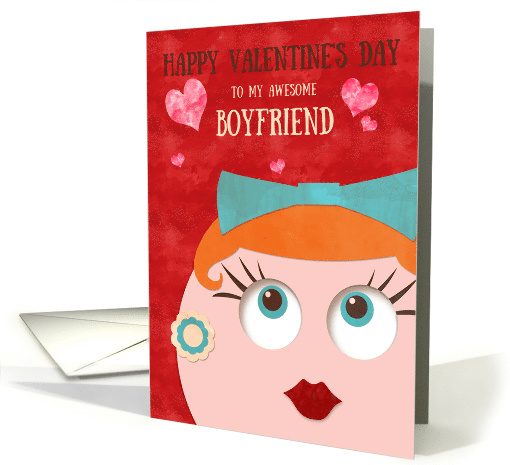 Quirky Hipster Retro Gal Valentine's Day for Boyfriend card (1461456)