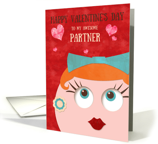 Quirky Hipster Retro Gal Valentine's Day for Awesome Partner card