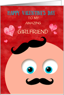 Girlfriend Away at College Valentine’s Day Retro Guy Mustache Custom card