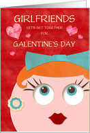 Galentine’s Day Party Invitation Retro Lady Red Lipstick card