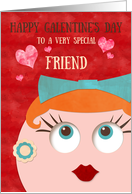 Happy Galentine’s Day Retro Lady Red Lipstick and Earrings card