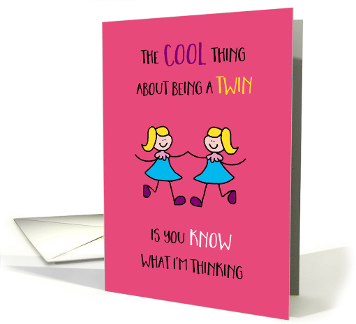 Twins Day Sisters Stick Figures Know What I'm Thinking card (1474440)