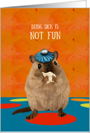 Get Well Being Sick is not Fun Gerbil with Tissue and Ice Pack card