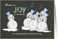 Chalkboard Brother and Sister-in-Law Joy of the Season Jolly Snowmen card