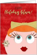 Business Holiday Glam Christmas Retro Redhead with Golden Accessories card