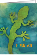 Thank You Green Lizard Design on Blue Blank Inside card