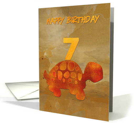 Happy 7th Birthday Cute Desert Tortoise and Number Seven card