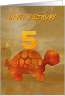 Happy 5th Birthday Cute Desert Tortoise and Number Five card