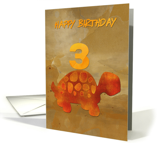 Happy 3rd Birthday Cute Desert Tortoise and Number Three card