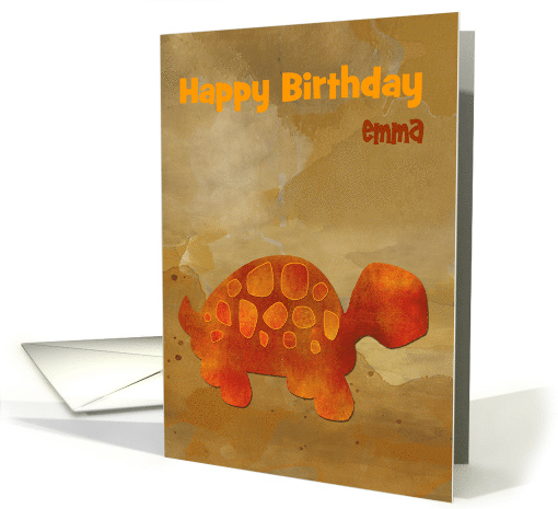 Happy Birthday Cute Desert Tortoise Emma Custom Name card (1488976)