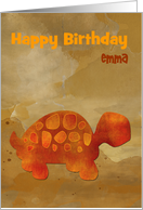 Happy Birthday Cute Desert Tortoise Emma Custom Name card