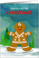 Baby’s First Sweet Christmas Skating Gingerbread Man card