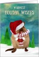 Christmas Gerbil Santa Hat in Winter Scene Whimsical card