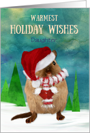 Daughter Custom Christmas Gerbil Santa Hat in Winter Scene card