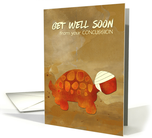 Get Well Soon Concussion with Tortoise Selfie Humor card (1496454)