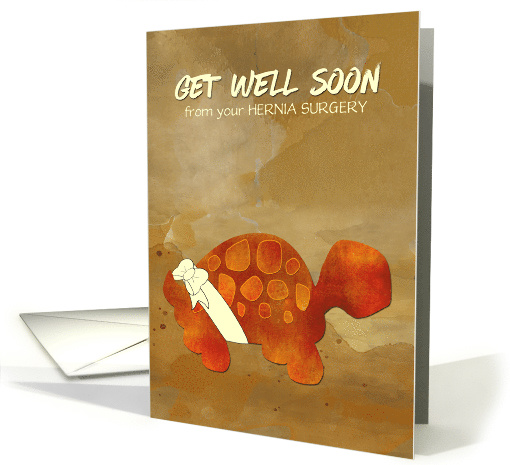 Get Well Soon Hernia Surgery with Tortoise Selfie Humor card (1496532)