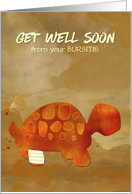 Get Well Soon Bursitis Customizable with Tortoise Selfie Humor card