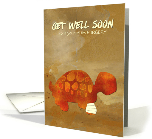 Get Well Soon Arm Surgery with Tortoise Selfie Humor card (1496562)