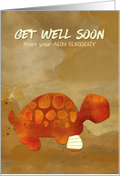 Get Well Soon Arm Surgery with Tortoise Selfie Humor card