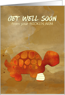 Get Well Soon Broken Arm with Tortoise Selfie Humor card