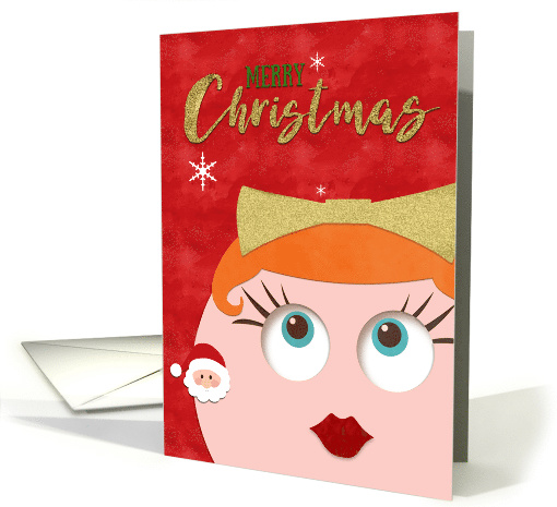 Merry Christmas Retro Redhead with Santa Earrings and... (1504146)