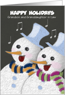 Christmas Snowman Couple Grandson and Granddaughter in Law Custom card