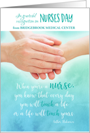 Nurses Day from Business Group Hands Touching with Quote Custom card